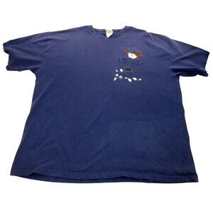 Y2k Looney Tunes Taz Tasmanian Devil Bowling Warner Bros XXL Navy Blue T-Shirt P